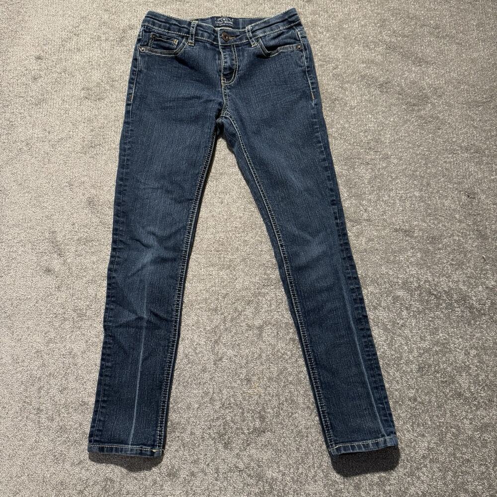 Lucky Brand Jeans Girls‎ 12 Reg Blue Denim Zoe Skinny Adjustable Waist Dark Wash